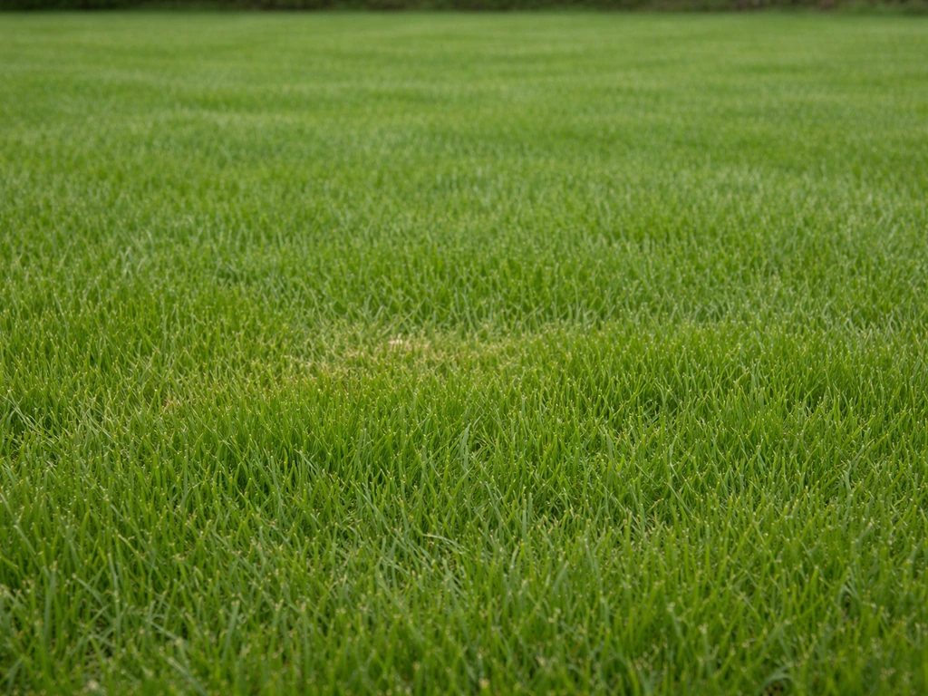 Dichte, gezond ogende graszode met gelijkmatige maaihoogte en kleine herstelplekken na onderhoud.