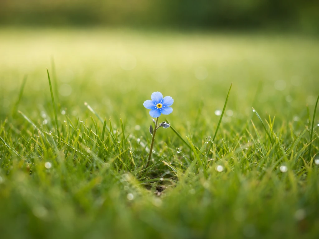 Klein blauw bloemetje in het gras herkennen en aanpakken